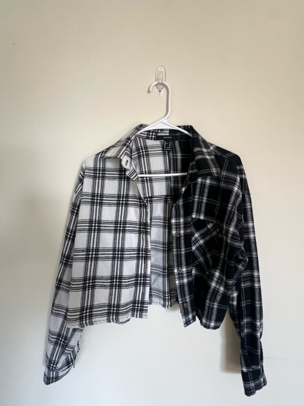 Forever 21 Black & White Split Plaid Shirt